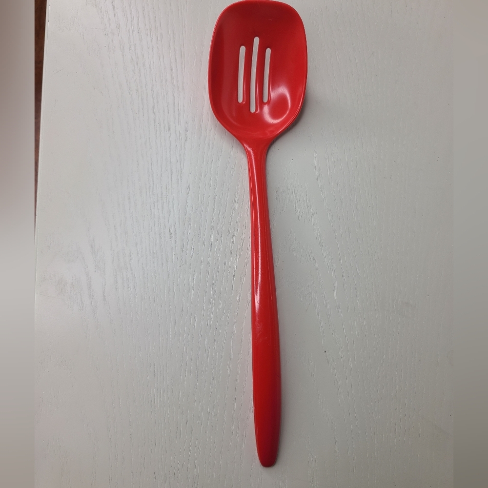 Vintage Hutzler Red Slotted Spoon Retro Kitchen Utensil